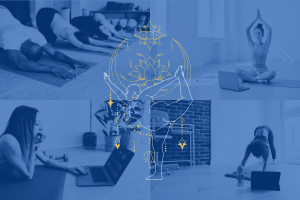 Coach Breanna, a black female in a pink shirt and maroon leggings in a thread the needle child's pose variation.